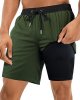 Mens Swimming Trunks with Compression Liner 2 in 1 Quick Dry Beach Shorts with Pockets