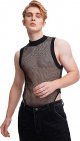 Men's Fishnet Mesh Mock Neck Tank Tops Sleeveless Tee Tops Bodysuit