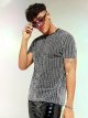Men's Metallic Rave Shirt Short Sleeve Crewneck Pullover Party Top
