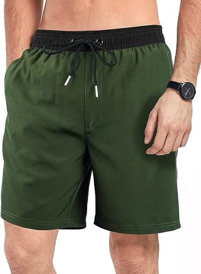 Mens Swimming Trunks with Compression Liner 2 in 1 Quick Dry Beach Shorts with Pockets