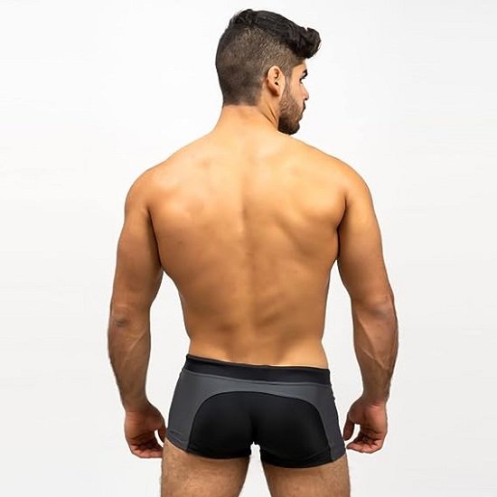 Men's Swim Boxer Trunks Sexy Swimwear Square Cut Board Shorts