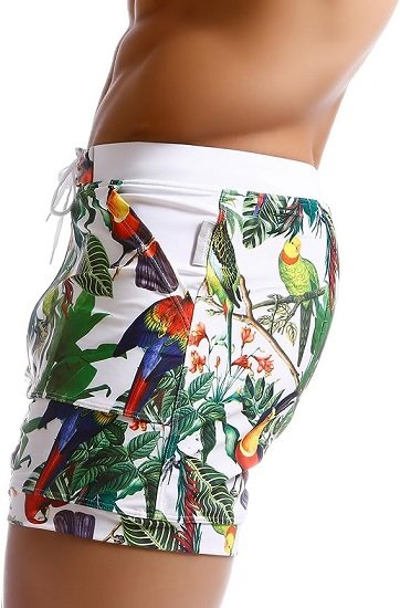 Men Swimwear Flower Print Surf Board Boxer Shorts